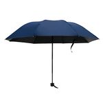 Kuber Industries 3 Fold Manual Umbrella | Windproof, Sunproof & Rainproof | with Polyester Canopy, Sturdy Steel Shaft & Wrist Straps | Easy to Hold & Carry | Umbrella for Women, Men & Kids |Blue