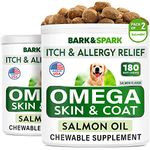 Bark&Spark Omega 3 for Dogs - 360 Fish Oil Treats for Dog Shedding, Skin Allergy, Itch Relief, Hot Spots Treatment - Joint Health - Skin and Coat Supplement - EPA & DHA Fatty Acids - Salmon Oil