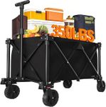 BEAU JARDIN Folding Trolley Festival Trolley on Wheels Camping 150KG All Terrain Utility Wagon Outdoor Picnic Push Folding Wagon Cart for Sand Trailer Transport Garden Sport Beach Black
