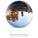 Navaris Crystal Clear Glass Ball - 60mm Transparent K9 Globe for Meditation Divination - Photo Sphere Prop for Art Decor, Photography w/Stand