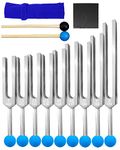 Tuning Fork Set 9 Pcs Tuning Forks with Reflex Hammer for DNA Healing Chakra Sound Therap for Buddhists Yoga Teacher Sound Healer (174 Hz, 285 Hz, 396 Hz, 417 Hz, 528 Hz, 639 Hz etc)