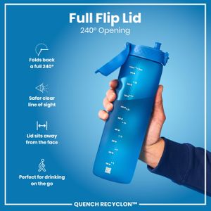 Ion8 1L Water Bottle – Leak Proof Flip Lid, BPA Free, Blue