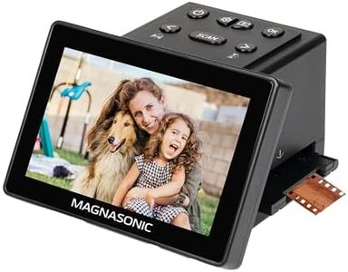 Magnasonic All-in-One 25MP Film Scanner with Large 5" Display & HDMI, Converts 35mm/126/110/Super 8 Film & 135/126/110 Slides into Digital Photos, Built-in Memory