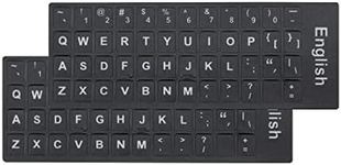 2 PCS/Pack Universal English Matte Keyboard Alphabet Stickers, Black Background and White Large Lettering Replacement Stickers for PC Computer Laptop Desktop Keyboard Stickers - English