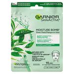 Garnier Beauty Face Mask, Hydrating Skin Care for Normal to Combination Skin, Hyaluronic Acid + Green Tea, 1 Tissue Mask (28mL)