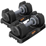 THERUN Adjustable Dumbbells Set of 2 * 11.5 Kg, 2-23 kg Weight Range, Dumbbell Pair with Anti-Slip Fast Adjust Turning Handle, Strength Training at Home for Men And Women, Black