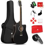 Vangoa 41" Acoustic Guitar Bundle for Adults Beginners Teens Dreadnought Full Size Cutaway Guitarra Acústica Kit with Gig Bag, Tuner, Steel Strings, Capo, Strap, Black