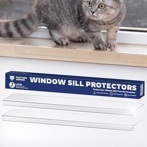 Panther Armor Large Window Sill Protector for Pets,2-Pack for Dog & Cat Scratch Protection, Fits 29.5" x 3.25" Windowsills. Scratch-Resistant, Durable & Transparent, Easy Peel & Stick Installation