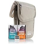 Peak Gear RFID Neck Wallet - The Original Travel Pouch with Adjustable Crossbody Strap + Theft Protection and Lost & Found Service | Beige