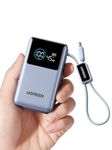 UGREEN Power Bank 10000mAh 45W Fast Charge, 55W for Xiaomi Compact Portable Charger Built-in USB-C Cable, Pocket Size Battery Pack Travel Powerbank with Digital Display for iPhone 17/16/15 Series