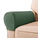 NEKOSUKI Arm Rest Covers, Set of 2 Stretch Diamond Pattern Armchair Couch Stretch Armrest Chair Covers for Furniture Protector, Anti-Slip Sofa Chair Arm Caps Spandex Polyester Slipcovers (Green)