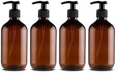 4PCS Empty Lotion Pump Bottles Plastic Shower Gel Bottle 500ML Hand Container Dispenser Spray Amber