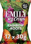 EMILY Veg Crisps Rainbow Roots | All Natural Vegetable Crisps | No Added Sugar, High Fibre | Gluten-Free, Vegan Friendly | Perfect for Snacking & Parties | 12 x 30g Packets