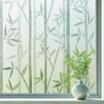 KAFUTER Frosted Window Privacy Film, Static Cling Frosting Privacy Film for Glass Windows, Sun Blocking Door Window Covering for Home Office, Decorative Window Cling(Bamboo, 17.5 x 78.7 inches)