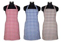 AIRWILL, 100% Cotton Yarn-dyed Designer Weaved Aprons, Sized 65cm in Width & 80cm in Length with 1 Center Pocket, Adjustable Buckle on Top and 2 Long Ties On Both 2 Sides. Pack of 3 Pieces