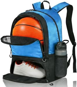 StorForge Basketball Bag Backpack with Ball & Shoes Compartment,Basketball Equipment Bags for Basketball, Soccer, Volleyball, Travel (Blue)