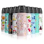 OLDLEY 550ml/18oz Kids Stainless Steel Insulated Water Bottle with Straw for School Reusable Metal Vacuum Small Flask Leakproof Keep Drinks Hot Cold for Boys Girls Toddlers Children (Unicorn, 550ml)