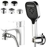 Shower Head Sink-Faucet Bathtub, Sink Faucet Sprayer Attachment Set, Hose Sprayer Attachment with 5 Adapters, 59" Hose for Bathtub, Hair Washing, Pet Dog Rinse, Handheld Shower Extension Kit