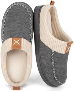 LongBay Womens Slippers Slip on Memory Foam Soft House Shoes with Brushed Jersey Upper Anti-Slip Sole for Indoor Outdoor Grey, US11-12