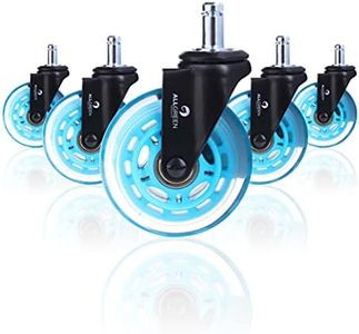 ALLGREEN Gaming Chair Wheels & Office Chair Caster Wheels 5pc Replacement Set Casters Heavy Duty Easy Installation and Universal Fit Smooth Rollerblade Swivel, Glider Safe for All Floor-Types (Blue)