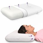 MY ARMOR Memory Foam Pillow for Sleeping & Neck Pain Relief with Removable Zipper Cover, Queen Size - 22x14x4.5 Inches, White, Pack of 1