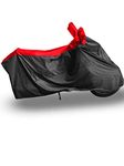 RiderShine Waterproof Tested Bike Cover for Triumph Scrambler 400X | with Storage Bag | Waterproof | Dust Heat Protection | 5-Thread Interlock Stitching | Motorcycle Cover Bike Accessories(Black Red)