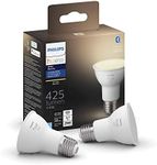 Philips Hue White 4.7W PAR20 Base E26 LED Smart Bulb, Dimmable, Bluetooth & Zigbee Compatible, Voice Activated with Alexa, 2-Pack