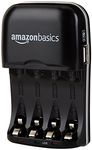 Amazon Basics 4 Slot Ni-MH AA & AAA Battery Charger With Indicator LEDs, With USB Port, Black