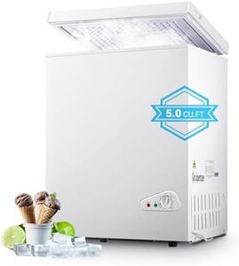 rosmena Chest Freezer, Deep Freezer 5 Cubic Feet with Removable Baskets & 6 Adjustable Temperature & Top Open Door, White Mini Deep Freezer Compact Freezer Suitable for Apartments(Down to -18°F)