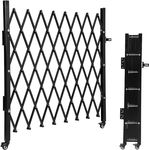 Single Folding Security Door, 50" H x 43" W Portable Flexible Expandable Fence Gate, Steel Accordion Security Gate with 360°Rolling Wheel - Ideal for Courtyards, Garages, Gardens