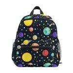 Boys Girls Toddler Backpack Child School Bags, Cartoon Space Kids Mini Kawaii Backpacks Rucksack Small Bookbag Children's Backpack with Chest Strap Name Tag