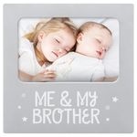 Tiny Ideas Me & My Brother Picture Frame, Nursery Décor, Gender-Neutral Baby Frame, Perfect Siblings Gift, Baby Keepsake Picture Frame, Gray