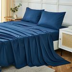 ILAVANDE California King Sheet Sets, Cal King Sheets Set 4 Piece,Hotel Luxury Super Soft 1800 Series Microfiber Cal King Bed Sheets-Wrinkle & Fade Resistant-14 Deep Pockets(Cal-King,Navy Blue)