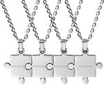 JewelryWe 4PCS BFF Necklace,Delicate igsaw Puzzle Pendant Best Friends Stainless Steel Jewelry for Men Women-Free Customized