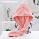 Ndecor Microfiber Hair Towel Wrap Absorbent Towel Hair-Drying Bathrobe Magic Hair Warp Towel Super Quick-Drying Microfiber Soft Bath Towel Hair Dry Cap Salon Towel (Peach)