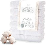 MAURA Basics Turkish Cotton Washcloth Towel Set High Performance Bathroom Essentials with Hanging Loops, Standard Size 13”x13”, Ideal for Daily Comfort, White
