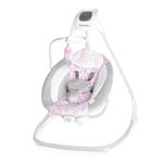 Ingenuity SimpleComfort Lightweight Compact 6-Speed Multi-Direction Baby Swing, Vibrations & Nature Sounds, 0-9 Months 6-20 lbs (Pink Cassidy)