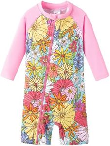 UMELOK Toddler Girl Swimsuit Baby Rash Guard Swimwear Rashguard UPF 50+ Sun Protection Bathing Suit Sunsuit Multi/Sunflower-18-24M