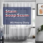 LOVTEX 3 Pack 8G Heavy Duty Clear Shower Curtain Liner - 72" x 72" Weighted Shower Liner for Bathroom (8G Clear, 3PCS)