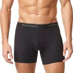 Stanfield's Men's Premium Cotton Modern Fit Low Rise Boxer Briefs, 2 Pack, Black, Small