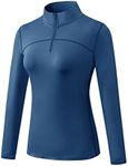 Blaward Women's Thermal Fleece Running Shirt Quarter Zip Pullover Jacket Long Sleeve Tops Equestrian Golf Shirt Winter Gear, Navy, Medium