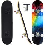 CAPARK Skateboards for Beginners Adults Youths Teens Kids Girls Boys 31 Inch Pro Complete Skate Boards 7 Layer Canadian Maple Double Kick Concave Longboards (Nebulae)