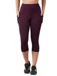 BLINKIN Women's 3/4 Gym Wear Skinny Fit Tights For Women With Side Pockets : Perfect For Active Wear, Yoga & Workout - The Ultimate Gym Pants For Women & Girls (015,Maroon,Size_5Xl)