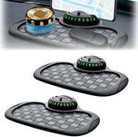 Multifunction Car Anti Slip Mat, 360° Rotatable Phone Holder Dashboard Pad with Temporary Parking Number Rotatable Car Anti Slip Mat Phone Holder (Black-2PCS)
