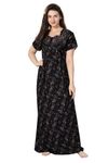 Soulemo Women's Cotton Printed Floor Length Nighty (Alpine) (XL Bust 48, Black 150) 1629Lxl