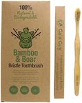 Gaia Guy Natural Bristle Bamboo Toothbrush with Boar Bristles - Totally Biodegradable and Compostable - No Nylon Toothbrushes - Zero Waste 12-Pack