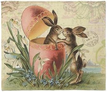 CafePress Vintage French Easter Bunnies in Egg Throw Blanket Soft Plush Throw Blanket 60" x 50"