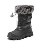 DREAM PAIRS Boys Girls Insulated Waterproof Snow Winter Boots,Size 5 Big Kid,Black,KSNOW