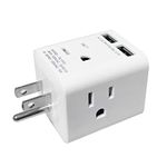 Multi Plug Outlet Extender, Vsanstar 3 Prong Wall Tap 4 Way AC Electrical Outlets Power Strip, Power Plug Splitter Grounded to USA Adapter for Home Office, Kitchen (USA Plug Outlet with USB)