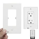 Outlet Covers with Night Lights - 2 PCS Outlet Wall Plate with LED | Wall Plate with Night Light | Easy to Install Included Screws (White Rectangular Hole)